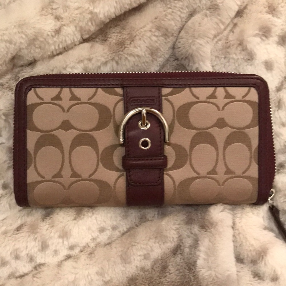 Coach maroon and logo wallet